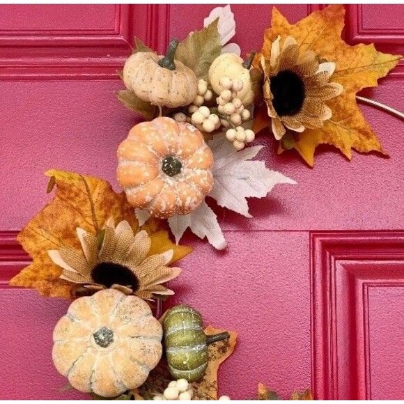 Pumpkin Fall Wreath ~ Autumn ~ Fall Wreath for Front Door ~ Thanksgiving Wreath - Picture 3 of 5